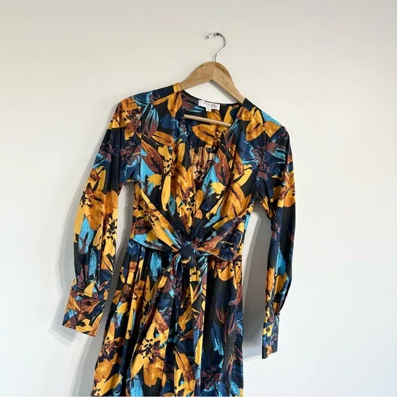 Marissa Webb Lily Floral Shirtdress long sleeve poplin cotton v-neck midi - Picture 4 of 13